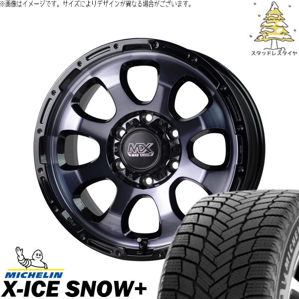 ミシュラン エックスアイス スノー+ 215/60R17 ＋ マッドクロス グレイス ブラッククリア/リムブラック 17インチ 7J +38 5H114.3P スタッドレス・ホイール4本セット。1枚目。