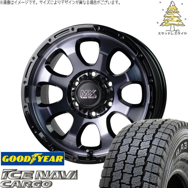 グッドイヤー アイスナビカーゴ 195/80R15 ＋ マッドクロス グレイス ブラッククリア/リムブラック 15インチ 6J +33 6H139.7P スタッドレス・ホイール4本セット。1枚目。