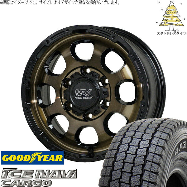 グッドイヤー アイスナビカーゴ 215/70R15 ＋ マッドクロス グレイス ブロンズクリア/リムブラック 15インチ 6J +33 6H139.7P スタッドレス・ホイール4本セット。1枚目。