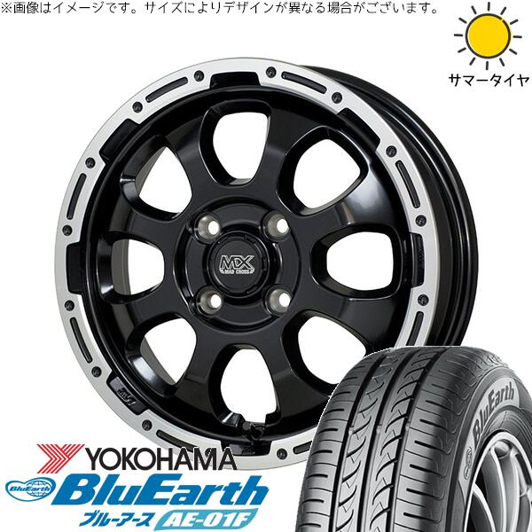 ヨコハマタイヤ ブルーアース AE-01F 205/55R16 ＋ マッドクロス グレイス セミグロスブラック/リムポリッシュ 16インチ 6J +42 4H100P サマー・ホイール4本セット。1枚目。