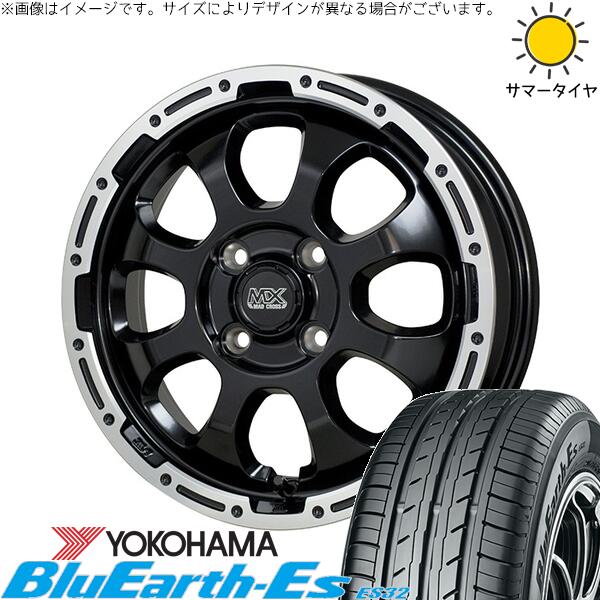 ヨコハマタイヤ ブルーアース ES32 195/65R16 ＋ マッドクロス グレイス セミグロスブラック/リムポリッシュ 16インチ 6J +42 4H100P サマー・ホイール4本セット。1枚目。