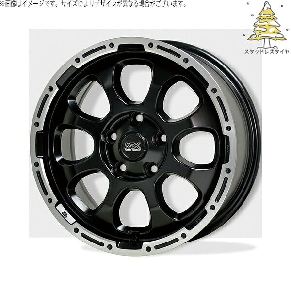 輸入スタッドレスタイヤ（銘柄指定不可） 205/45R17 ＋ マッドクロス グレイス セミグロスブラック/リムポリッシュ 17インチ 7.0J +45 5H114.3P ホイール4本セット。1枚目。