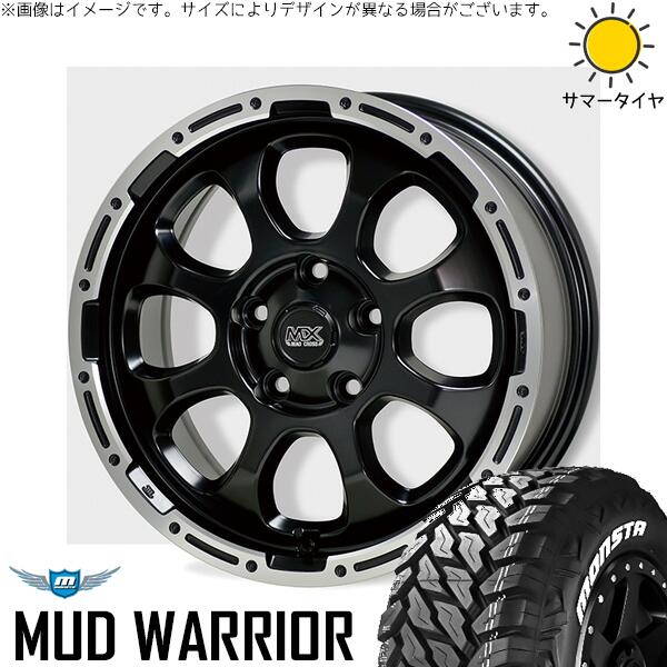 モンスタタイヤ マッドウォーリアー (MUD WARRIOR) 235/70R16 ＋ マッドクロス グレイス セミグロスブラック/リムポリッシュ 16インチ 7J +38 5H114.3P サマー・ホイール4本セット。1枚目。