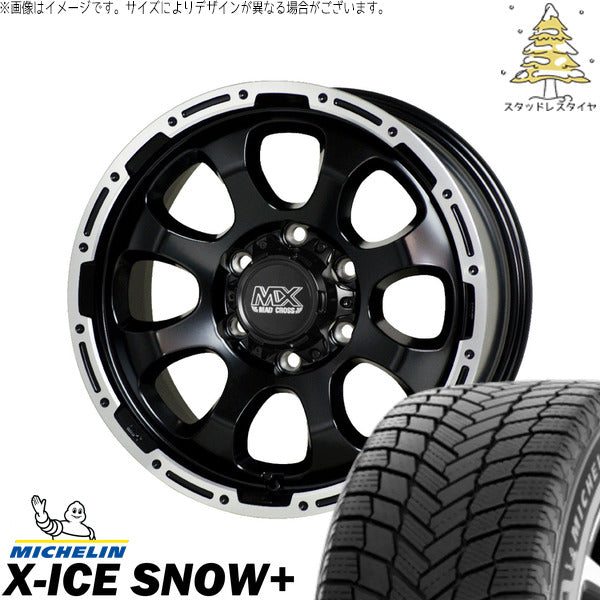 ミシュラン エックスアイス スノー+ 225/65R17 ＋ マッドクロス グレイス セミグロスブラック/リムポリッシュ 17インチ 7J +38 5H114.3P スタッドレス・ホイール4本セット。1枚目。