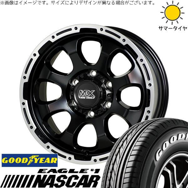 グッドイヤー イーグル ナスカー 195/80R15 ＋ マッドクロス グレイス セミグロスブラック/リムポリッシュ 15インチ 6J +33 6H139.7P サマー・ホイール4本セット。1枚目。