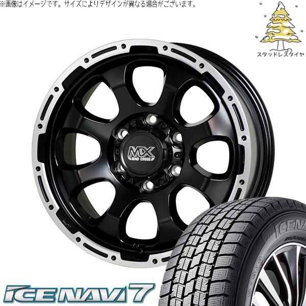 グッドイヤー アイスナビ7 215/70R15 ＋ マッドクロス グレイス セミグロスブラック/リムポリッシュ 15インチ 6J +44 6H139.7P スタッドレス・ホイール4本セット。1枚目。