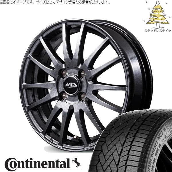 コンチネンタル ノースコンタクト NC7 175/65R15 ＋ MIDホイール GriD メタリックグレー 15インチ 4.5J +45 4H100P スタッドレス・ホイール4本セット。1枚目。