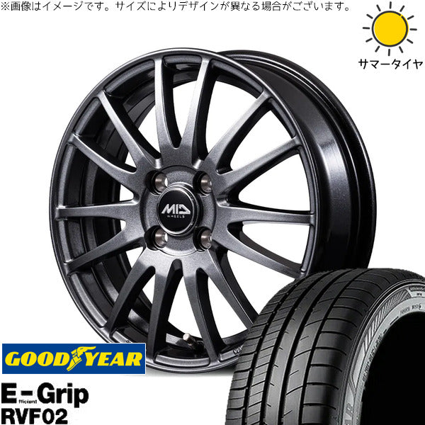グッドイヤー エフィシェントグリップ RVF02 165/55R15 ＋ MIDホイール GriD メタリックグレー 15インチ 5.5J +43 4H100P サマー・ホイール4本セット。1枚目。