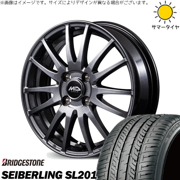 ブリヂストン SEBERLING SL201 185/60R15 ＋ MIDホイール GriD メタリックグレー 15インチ 5.5J +43 4H100P サマー・ホイール4本セット。1枚目。