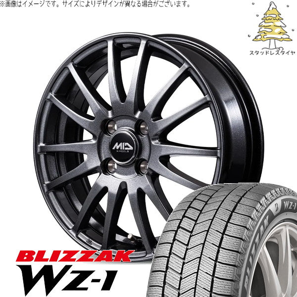 ブリヂストン ブリザック WZ-1 175/70R14 ＋ MIDホイール GriD メタリックグレー 14インチ 5.5J +45 4H100P スタッドレス・ホイール4本セット。1枚目。
