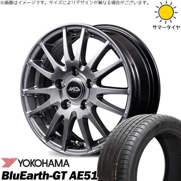 ヨコハマタイヤ ブルーアースGT AE51 215/45R18 ＋ MIDホイール GriD メタリックグレー 18インチ 7.5J +38 5H114.3P サマー・ホイール4本セット。1枚目。