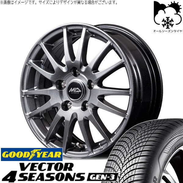 グッドイヤー ベクター4シーズンズ GEN-3 225/50R17 ＋ MIDホイール GriD メタリックグレー 17インチ 7.0J +38 5H114.3P オールシーズン・ホイール4本セット。1枚目。