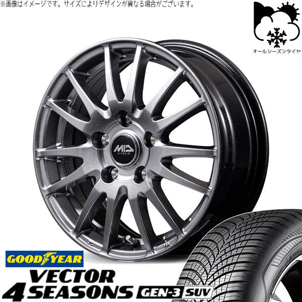グッドイヤー ベクター4シーズンズ GEN-3 SUV 225/60R17 ＋ MIDホイール GriD メタリックグレー 17インチ 7.0J +55 5H114.3P オールシーズン・ホイール4本セット。1枚目。