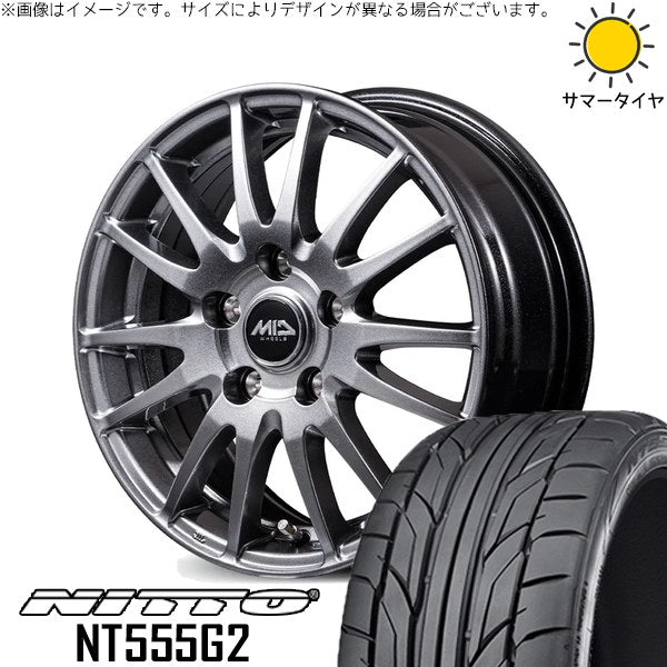 ニットー NT555G2 225/45R18 ＋ MIDホイール GriD メタリックグレー 18インチ 7.5J +38 5H114.3P サマー・ホイール4本セット。1枚目。