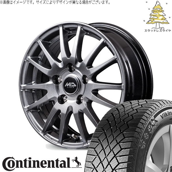 コンチネンタル バイキングコンタクト7 205/65R16 ＋ MIDホイール GriD メタリックグレー 16インチ 6.5J +48 5H114.3P スタッドレス・ホイール4本セット。1枚目。
