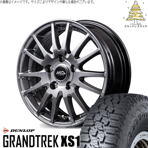 ダンロップ グラントレック XS1 215/70R16 ＋ MIDホイール GriD メタリックグレー 16インチ 6.5J +38 5H114.3P スタッドレス・ホイール4本セット。1枚目。