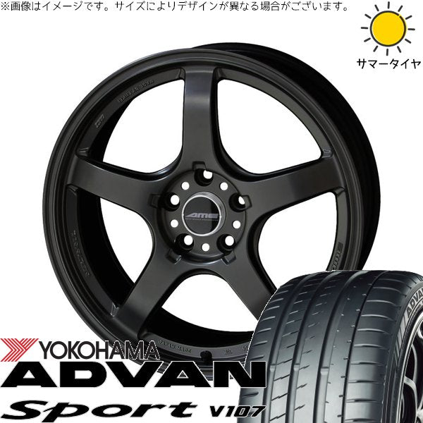 ヨコハマタイヤ アドバンスポーツ V107 245/40R18 ＋ トレーサー GT-V ガンブラック 18インチ 9.5J +22 5H114.3P サマー・ホイール4本セット。1枚目。