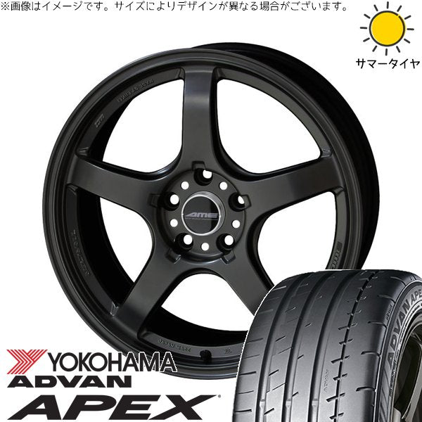 ヨコハマタイヤ アドバン APEX V601 225/40R18 ＋ トレーサー GT-V ガンブラック 18インチ 8.5J +38 5H114.3P サマー・ホイール4本セット。1枚目。