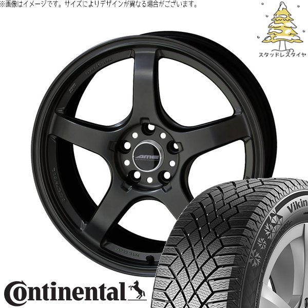 コンチネンタル バイキングコンタクト セブン (VikingContact7) 225/55R17 ＋ トレーサー GT-V ガンブラック 17インチ 7.5J +48 5H114.3P スタッドレス・ホイール4本セット。1枚目。