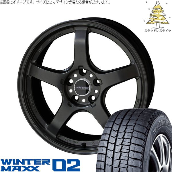 ダンロップ ウィンターマックス02 245/40R18 ＋ トレーサー GT-V ガンブラック 18インチ 9.5J +38 5H114.3P スタッドレス・ホイール4本セット。1枚目。