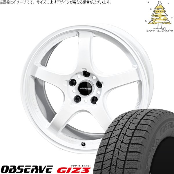 トーヨータイヤ オブザーブ GIZ3 225/40R18 ＋ トレーサー GT-V レーシングホワイト 18インチ 8.5J +45 5H100P スタッドレス・ホイール4本セット。1枚目。