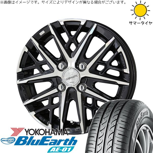 ヨコハマタイヤ ブルーアース AE01 175/60R16 ＋ スマック グレイヴ サファイアブラックポリッシュ 16インチ 5.5J +49 4H100P サマー・ホイール4本セット。1枚目。