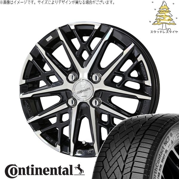 コンチネンタル ノースコンタクト NC7 175/65R15 ＋ スマック グレイヴ サファイアブラックポリッシュ 15インチ 4.5J +45 4H100P スタッドレス・ホイール4本セット。1枚目。