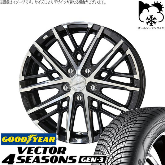 グッドイヤー ベクター4シーズンズ GEN-3 215/55R17 ＋ スマック グレイヴ サファイアブラックポリッシュ 17インチ 7J +48 5H114.3P オールシーズン・ホイール4本セット。1枚目。