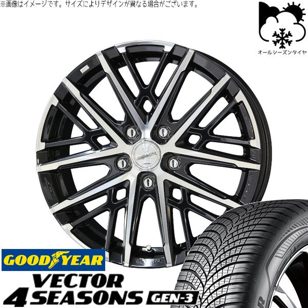 グッドイヤー ベクター4シーズンズ GEN-3 215/55R17 ＋ スマック グレイヴ サファイアブラックポリッシュ 17インチ 7J +45 5H100P オールシーズン・ホイール4本セット。1枚目。