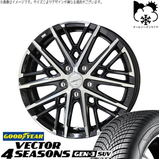 グッドイヤー ベクター4シーズンズ GEN-3 SUV 225/65R17 ＋ スマック グレイヴ サファイアブラックポリッシュ 17インチ 7J +48 5H114.3P オールシーズン・ホイール4本セット。1枚目。