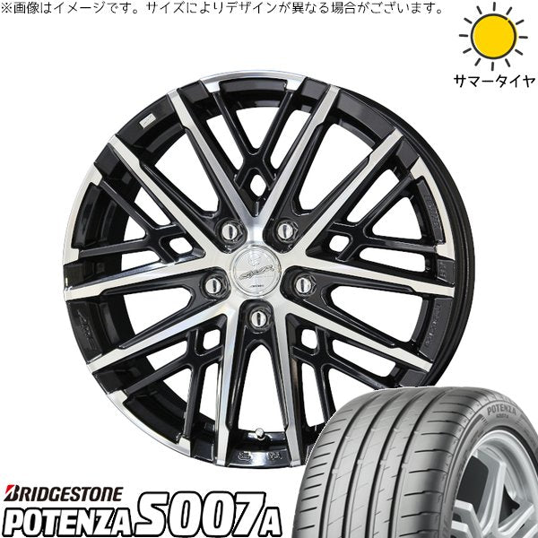 ブリヂストン ポテンザ S007A 215/55R17 ＋ スマック グレイヴ サファイアブラックポリッシュ 17インチ 7J +45 5H100P サマー・ホイール4本セット。1枚目。
