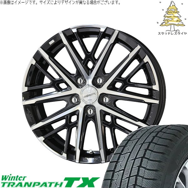 トーヨータイヤ ウィンタートランパス TX 195/60R16 ＋ スマック グレイヴ サファイアブラックポリッシュ 16インチ 6.5J +45 5H114.3P スタッドレス・ホイール4本セット。1枚目。