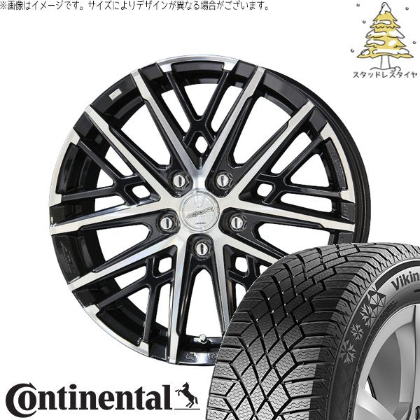 コンチネンタル バイキングコンタクト7 185/60R15 ＋ スマック グレイヴ サファイアブラックポリッシュ 15インチ 6J +43 5H100P スタッドレス・ホイール4本セット。1枚目。