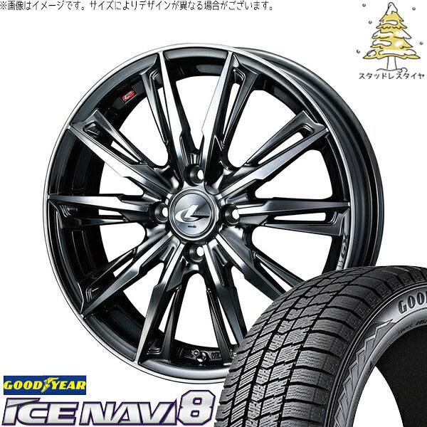 グッドイヤー アイスナビ8 155/65R14 ＋ レオニス GX ブラックメタルコート/ミラーカット 14インチ 4.5J +45 4H100P スタッドレス・ホイール4本セット。1枚目。