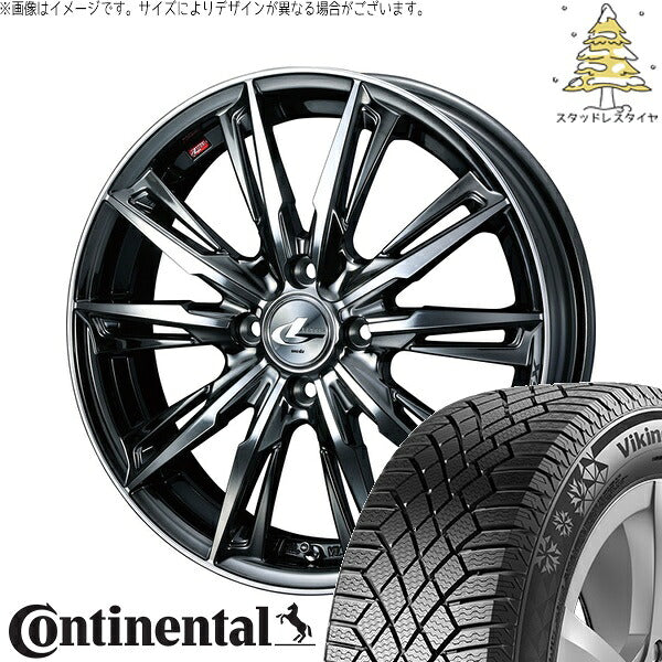 コンチネンタル バイキングコンタクト7 195/50R16 ＋ レオニス GX ブラックメタルコート/ミラーカット 16インチ 6J +42 4H100P スタッドレス・ホイール4本セット。1枚目。