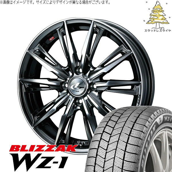 ブリヂストン ブリザック WZ-1 165/55R15 ＋ レオニス GX ブラックメタルコート/ミラーカット 15インチ 4.5J +45 4H100P スタッドレス・ホイール4本セット。1枚目。