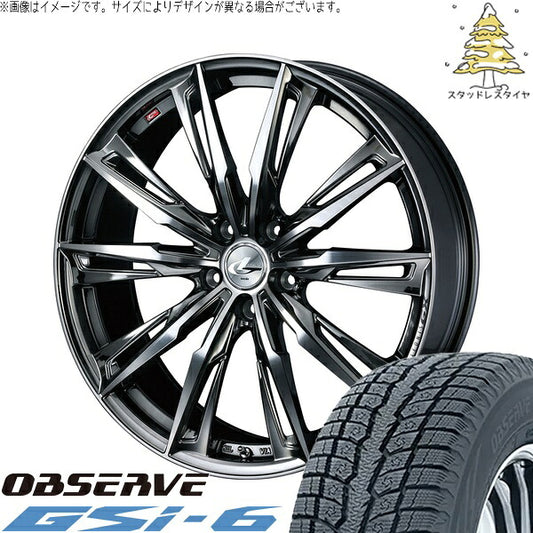 トーヨータイヤ オブザーブ Gsi-6 225/65R17 ＋ レオニス GX ブラックメタルコート/ミラーカット 17インチ 7J +47 5H100P スタッドレス・ホイール4本セット。1枚目。