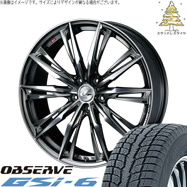 トーヨータイヤ オブザーブ Gsi-6 225/55R18 ＋ レオニス GX ブラックメタルコート/ミラーカット 18インチ 8J +42 5H114.3P スタッドレス・ホイール4本セット。1枚目。