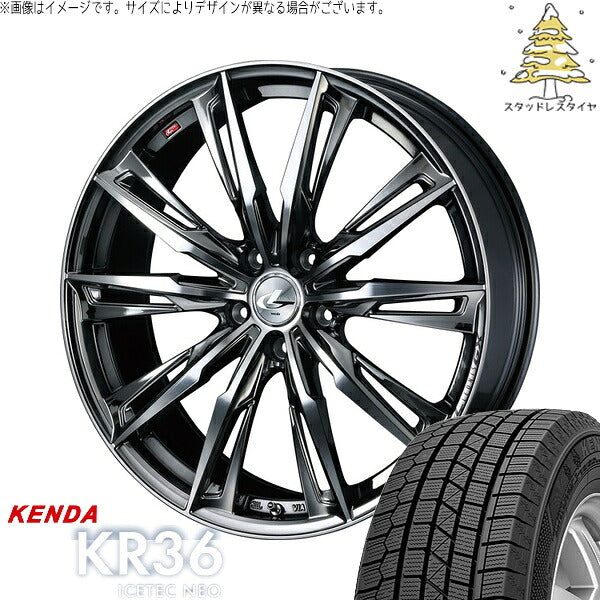 ケンダ アイステックネオ KR36 215/50R17 ＋ レオニス GX ブラックメタルコート/ミラーカット 17インチ 7J +53 5H114.3P スタッドレス・ホイール4本セット。1枚目。