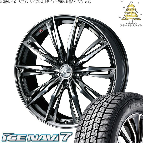 グッドイヤー アイスナビ7 225/45R18 ＋ レオニス GX ブラックメタルコート/ミラーカット 18インチ 7J +55 5H114.3P スタッドレス・ホイール4本セット。1枚目。