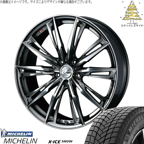 ミシュラン エックスアイス スノー 215/45R17 ＋ レオニス GX ブラックメタルコート/ミラーカット 17インチ 7J +42 5H114.3P スタッドレス・ホイール4本セット。1枚目。