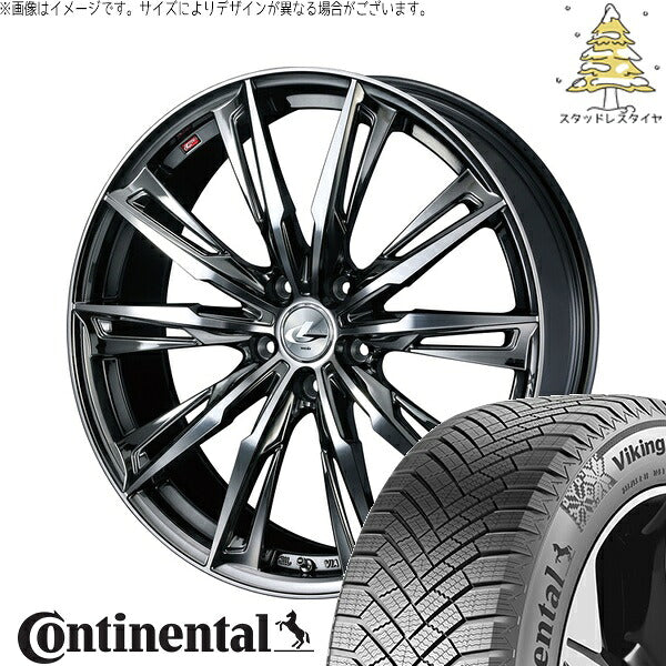 コンチネンタル バイキングコンタクト8 235/45R19 ＋ レオニス GX ブラックメタルコート/ミラーカット 19インチ 8J +43 5H114.3P スタッドレス・ホイール4本セット。1枚目。
