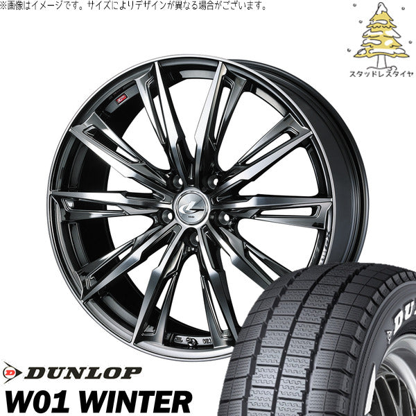 ダンロップ W01 WINTER 215/60R17 ＋ レオニス GX ブラックメタルコート/ミラーカット 17インチ 6.5J +52 5H114.3P スタッドレス・ホイール4本セット。1枚目。