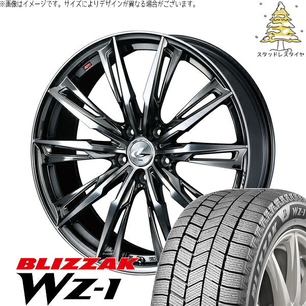 ブリヂストン ブリザック WZ-1 225/45R19 ＋ レオニス GX ブラックメタルコート/ミラーカット 19インチ 8J +43 5H114.3P スタッドレス・ホイール4本セット。1枚目。