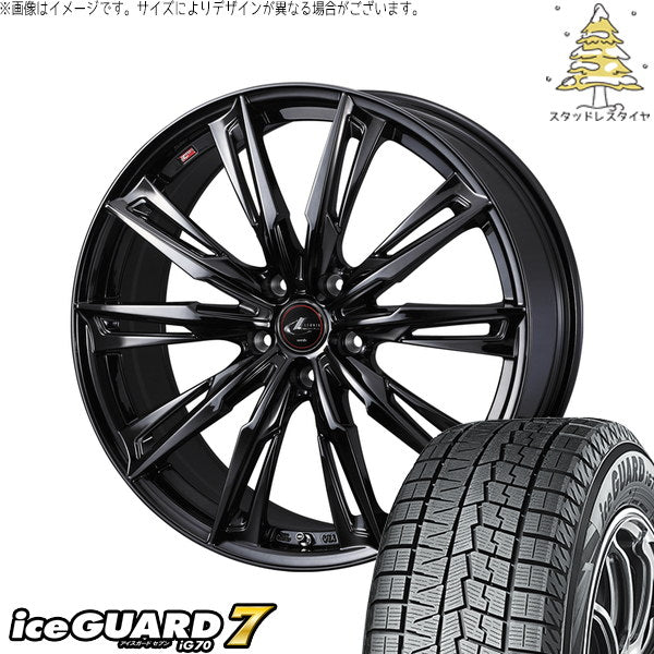 ヨコハマタイヤ アイスガードセブン IG70 225/40R19 ＋ レオニス GX ハイパーブラック／メタルコート 19インチ 8J +43 5H114.3P スタッドレス・ホイール4本セット。1枚目。