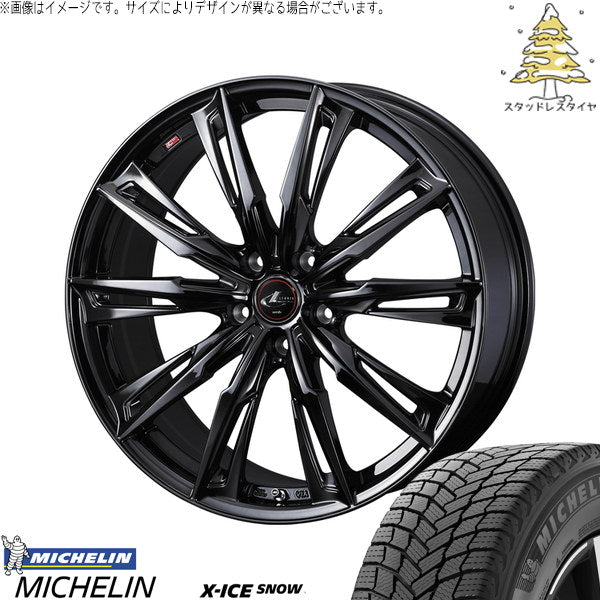 ミシュラン エックスアイス スノー 215/45R18 ＋ レオニス GX ハイパーブラック／メタルコート 18インチ 8J +42 5H114.3P スタッドレス・ホイール4本セット。1枚目。