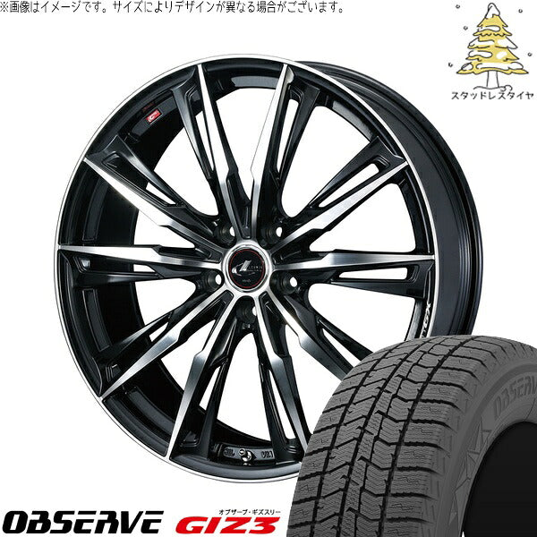 トーヨータイヤ オブザーブ GIZ3 225/40R18 ＋ レオニス GX パールブラック/ミラーカット 18インチ 7J +47 5H100P スタッドレス・ホイール4本セット。1枚目。