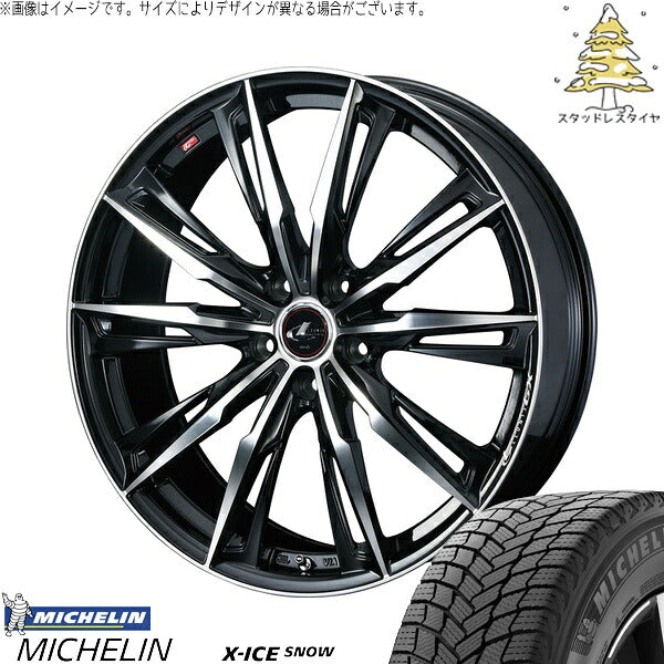 ミシュラン エックスアイス スノー 225/50R18 ＋ レオニス GX パールブラック/ミラーカット 18インチ 7J +55 5H114.3P スタッドレス・ホイール4本セット。1枚目。