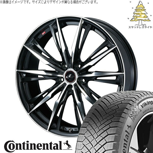 コンチネンタル バイキングコンタクト8 235/45R19 ＋ レオニス GX パールブラック/ミラーカット 19インチ 7.5J +48 5H114.3P スタッドレス・ホイール4本セット。1枚目。
