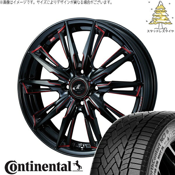 コンチネンタル ノースコンタクト NC7 175/65R15 ＋ レオニス GX ブラック/SCマシニングレッド 15インチ 4.5J +45 4H100P スタッドレス・ホイール4本セット。1枚目。